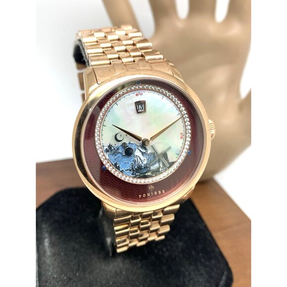 Poniger Men's Watch Automatic Moon Phase Date Rose Gold Stainless Steel 41mm - Picture 12 of 13
